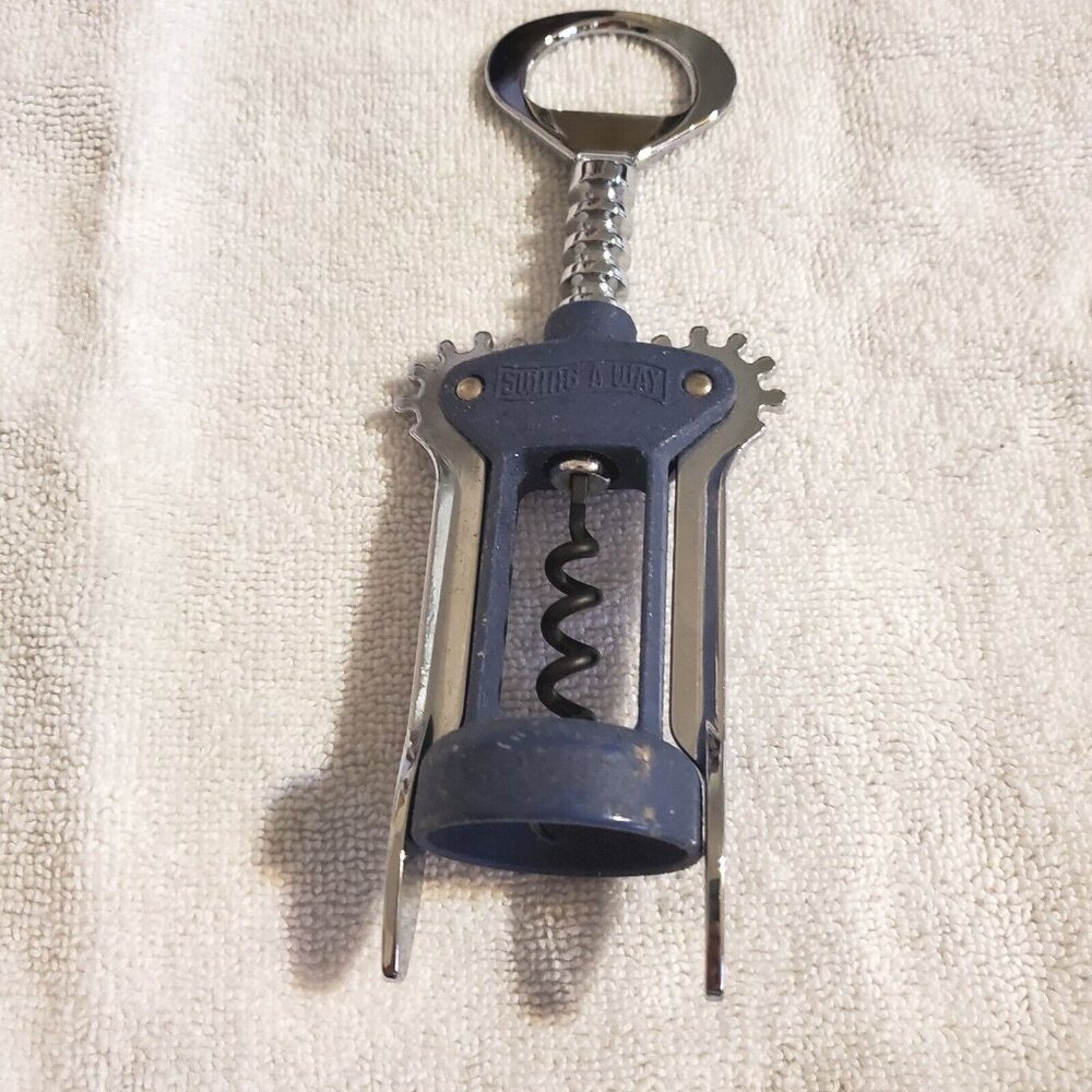 Metal Winged Wine Corkscrew Bottle Beer Cap Opener Black/Silver